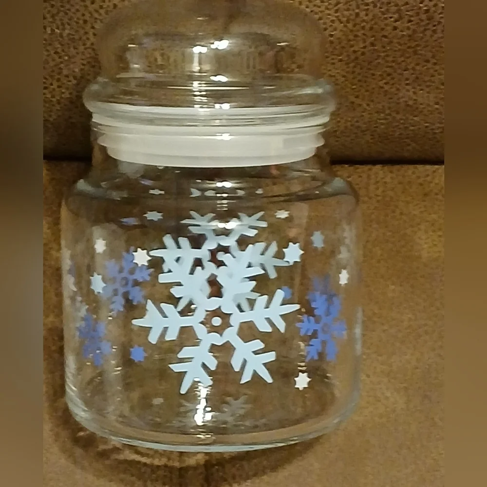 Glass Jar with Snowflake Design